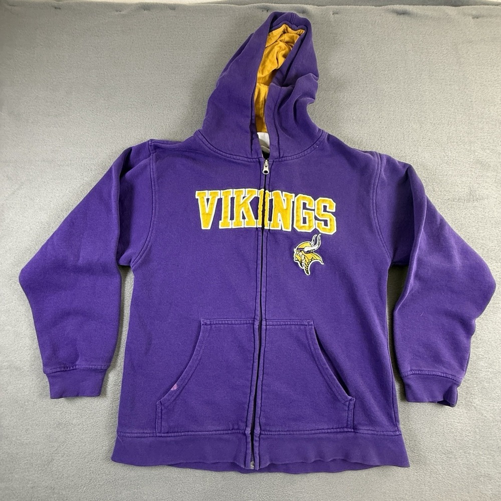 Minnesota Vikings‎ Hoodie Medium Purple Embroidered Sweatshirt NFL Full Zip
